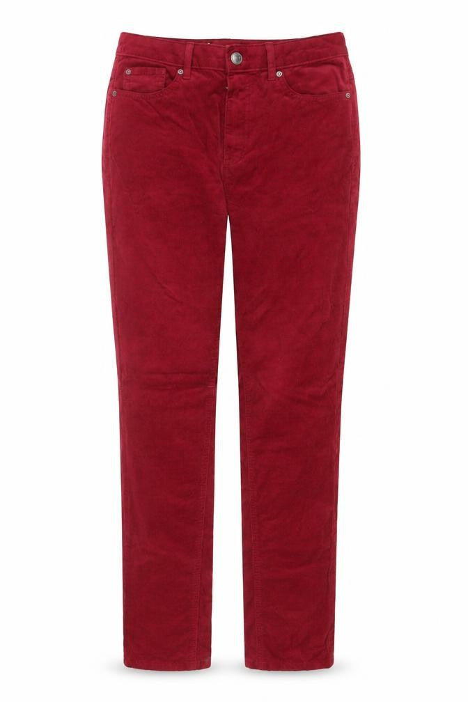 Marks and Spencer Women Red Corduroy Straight Trousers UK 10