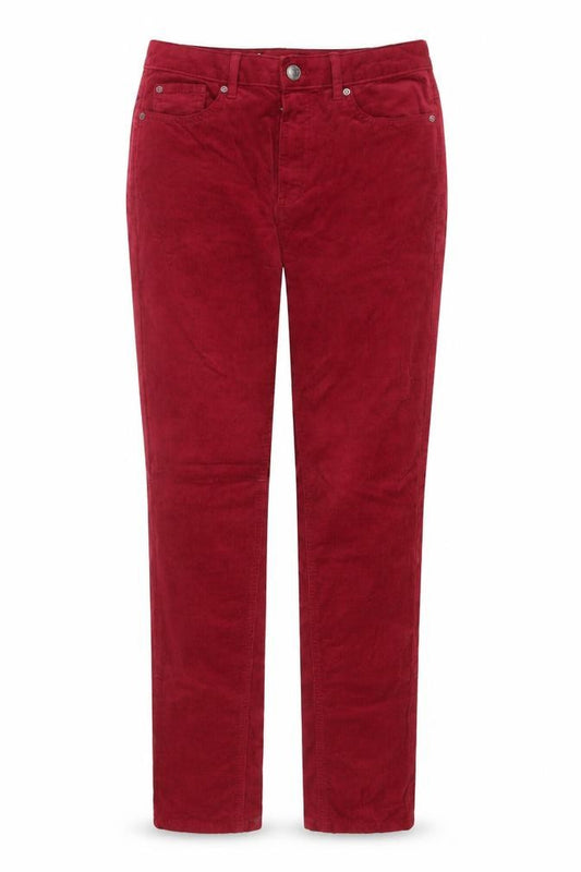 Marks and Spencer Women Red Corduroy Straight Trousers UK 10