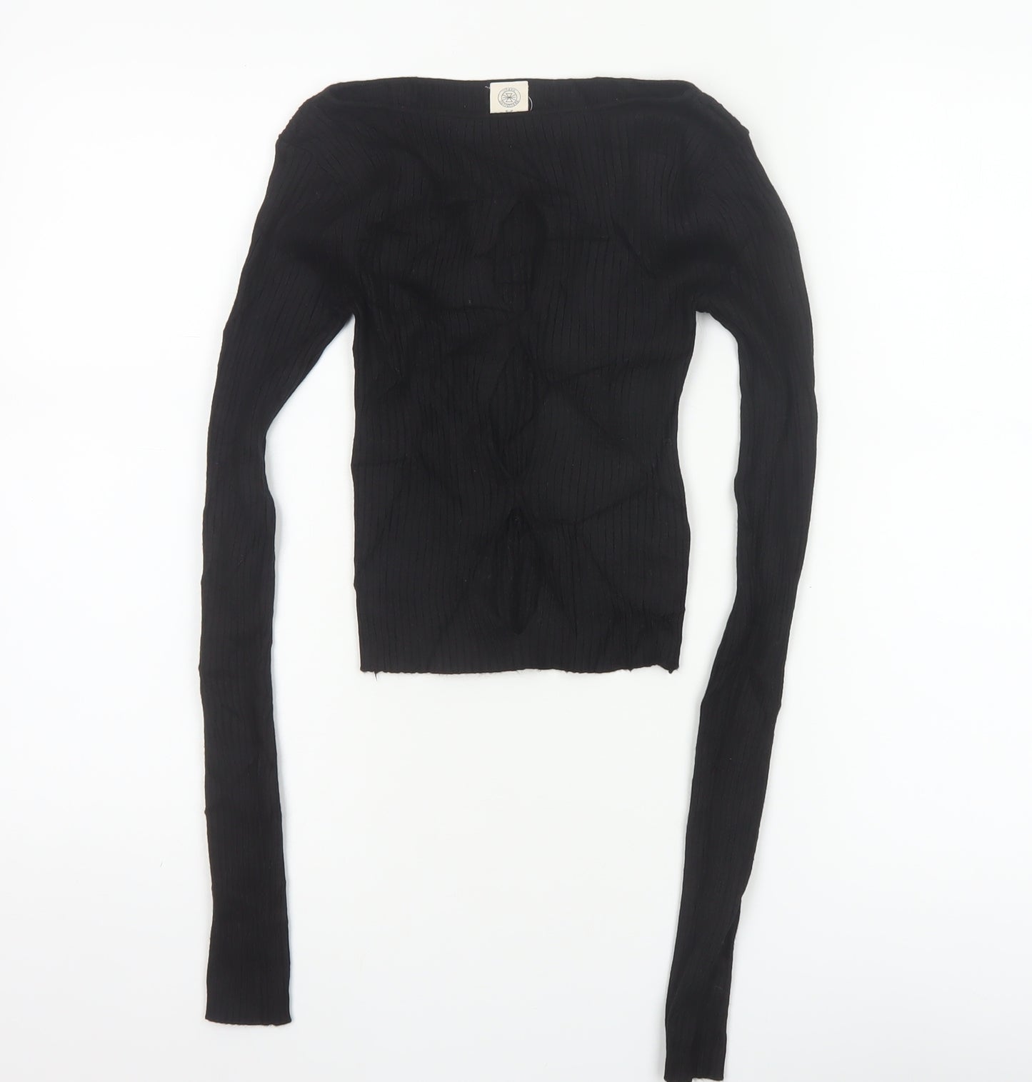 The Ragged Priest Women Black S Ribbed Boat Neck Knit Jumper