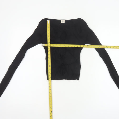 The Ragged Priest Women Black S Ribbed Boat Neck Knit Jumper