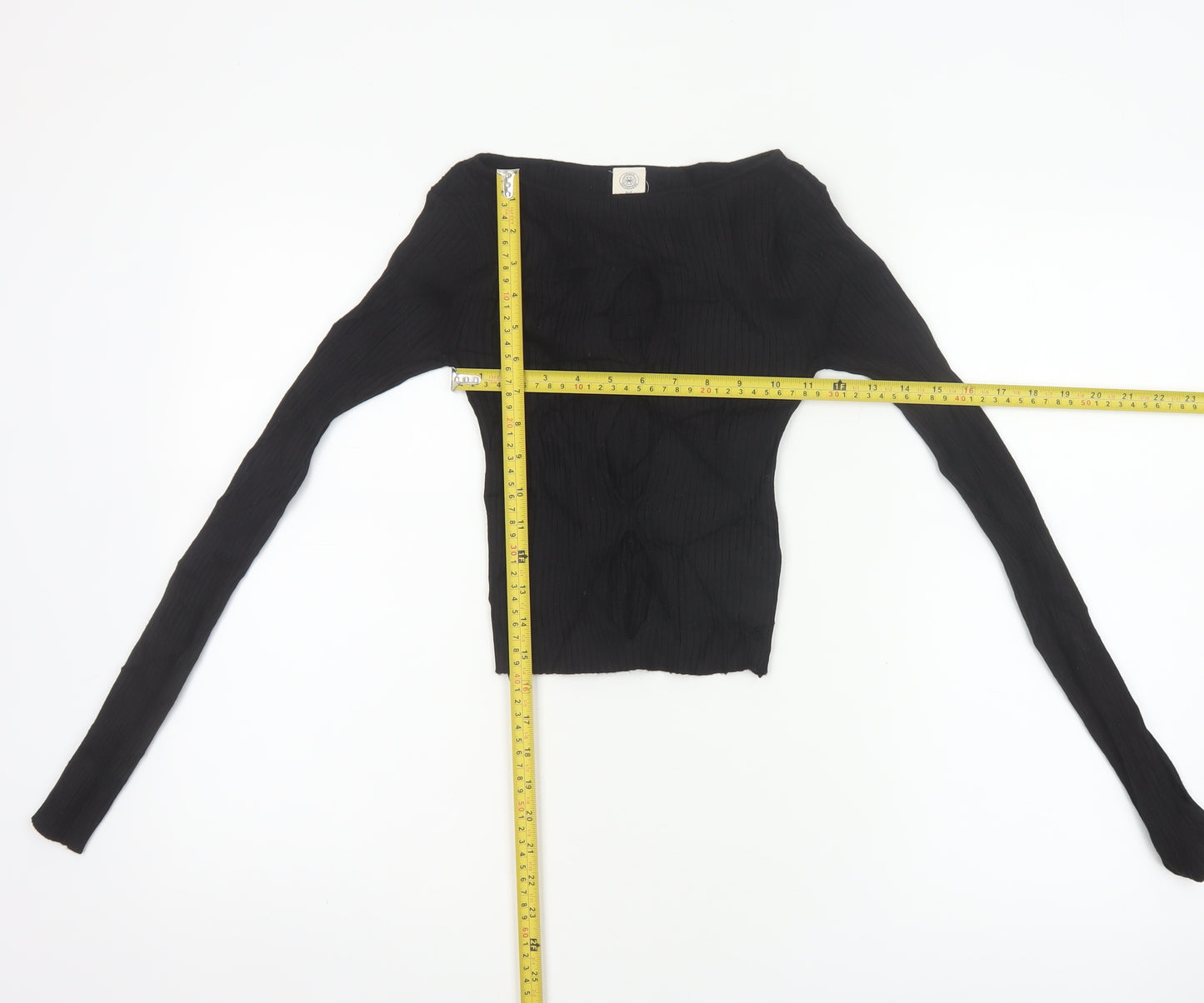 The Ragged Priest Women Black S Ribbed Boat Neck Knit Jumper
