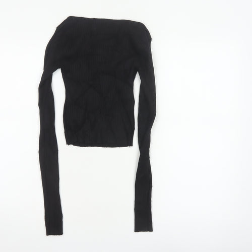 The Ragged Priest Women Black S Ribbed Boat Neck Knit Jumper