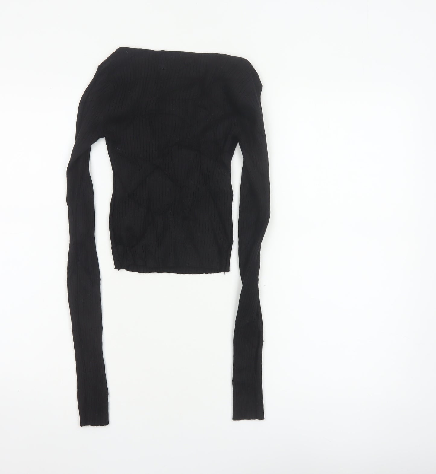 The Ragged Priest Women Black S Ribbed Boat Neck Knit Jumper