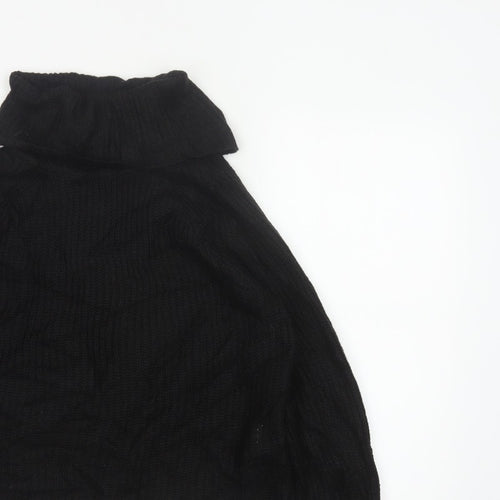 Brave Soul Women Black Size 14 Cable Knit Roll Neck Jumper