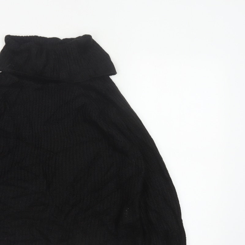 Brave Soul Women Black Size 14 Cable Knit Roll Neck Jumper