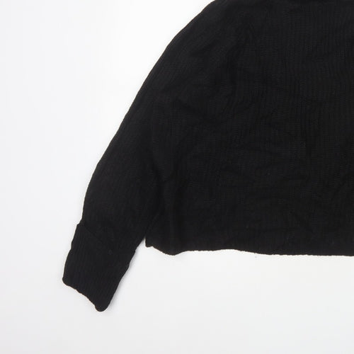 Brave Soul Women Black Size 14 Cable Knit Roll Neck Jumper