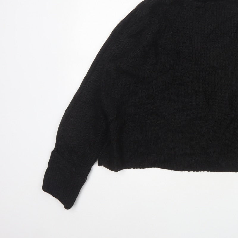Brave Soul Women Black Size 14 Cable Knit Roll Neck Jumper