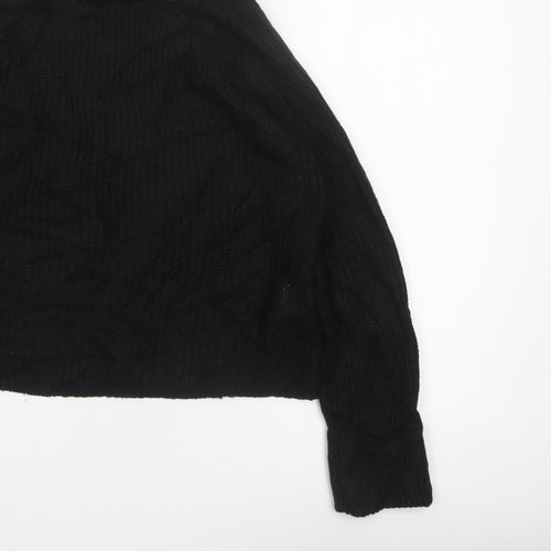 Brave Soul Women Black Size 14 Cable Knit Roll Neck Jumper