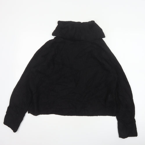 Brave Soul Women Black Size 14 Cable Knit Roll Neck Jumper