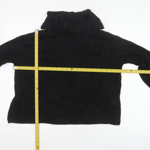 Brave Soul Women Black Size 14 Cable Knit Roll Neck Jumper