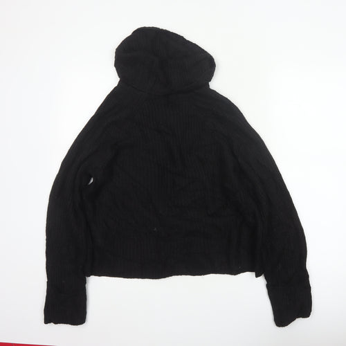 Brave Soul Women Black Size 14 Cable Knit Roll Neck Jumper