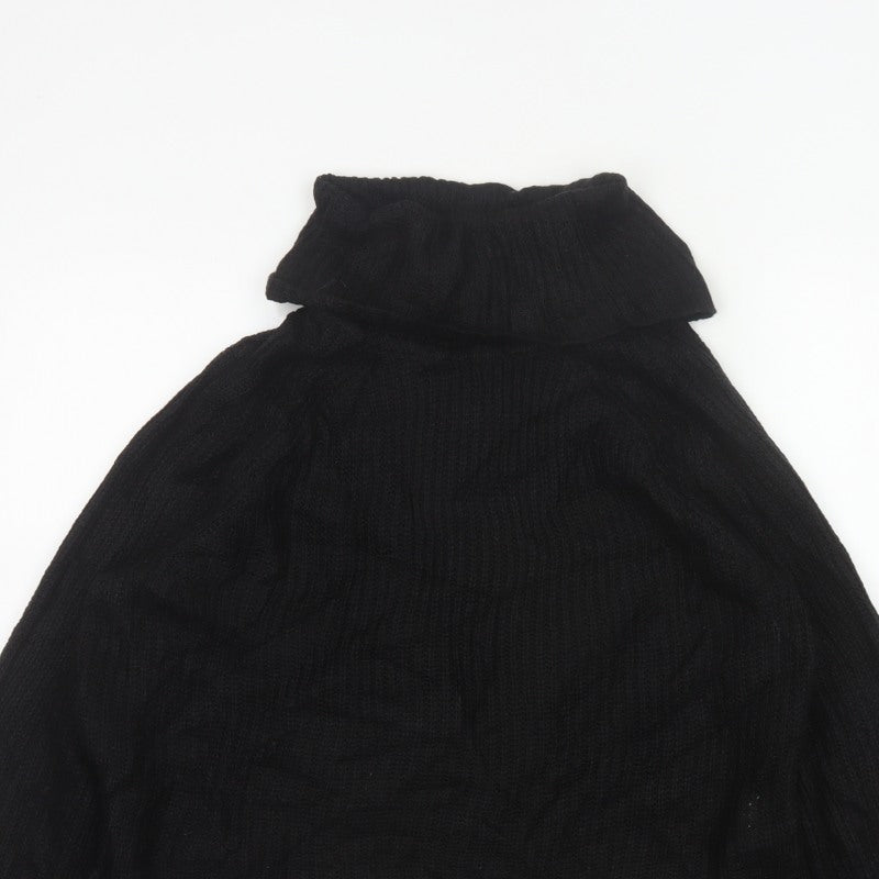 Brave Soul Women Black Size 14 Cable Knit Roll Neck Jumper