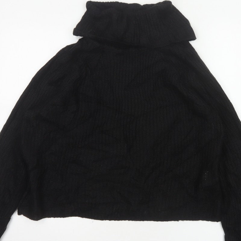 Brave Soul Women Black Size 14 Cable Knit Roll Neck Jumper