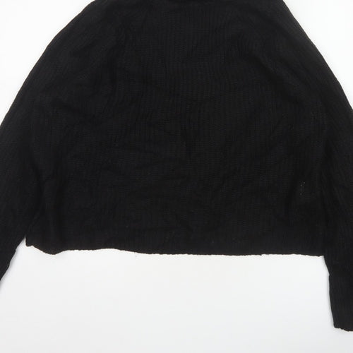 Brave Soul Women Black Size 14 Cable Knit Roll Neck Jumper