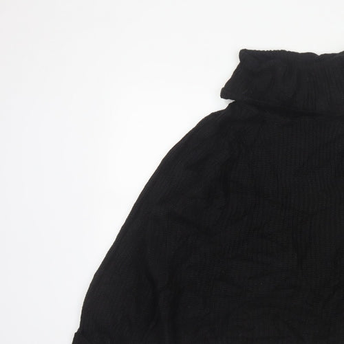 Brave Soul Women Black Size 14 Cable Knit Roll Neck Jumper