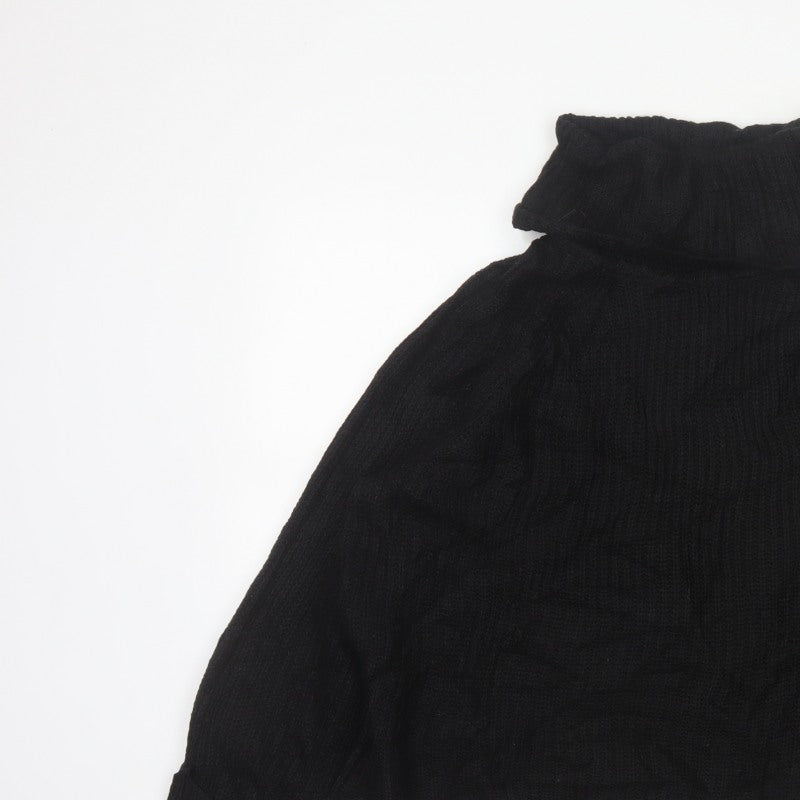Brave Soul Women Black Size 14 Cable Knit Roll Neck Jumper
