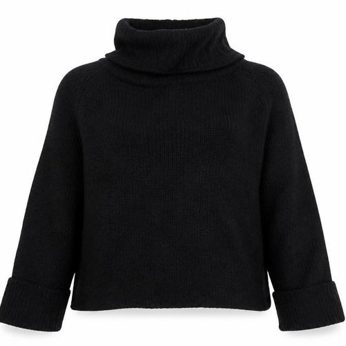 Brave Soul Women Black Size 14 Cable Knit Roll Neck Jumper