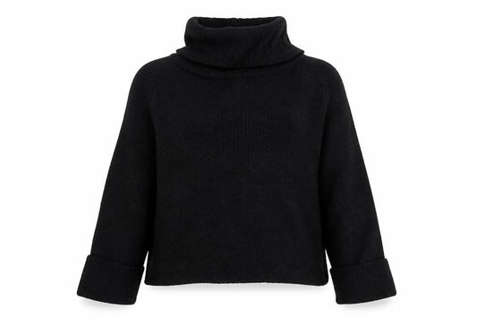 Brave Soul Women Black Size 14 Cable Knit Roll Neck Jumper