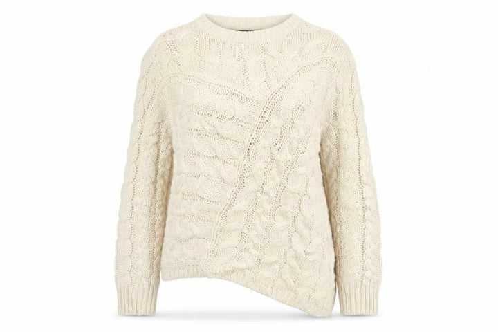 New Look Women Ivory UK 12 Cable-Knit Crew Neck Acrylic Pullover Jumper