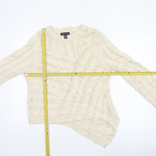 New Look Women Ivory UK 12 Cable-Knit Crew Neck Acrylic Pullover Jumper