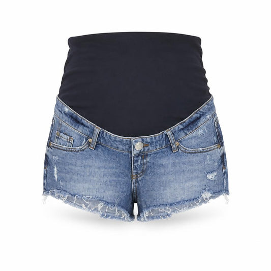 River Island Women Blue UK 10 Maternity Distressed Denim Cut-Off Shorts