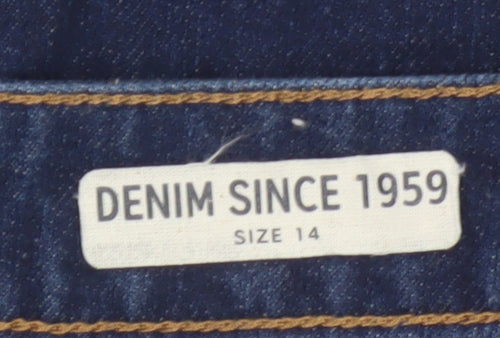 Marks and Spencer Women Blue Size 14 Denim Mini Straight Pencil Button Skirt