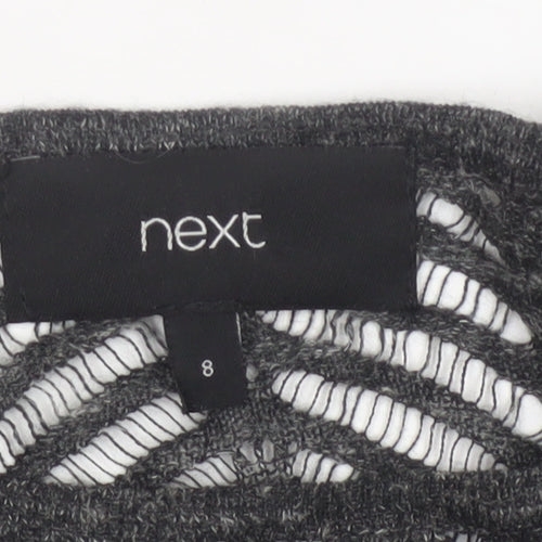 Next Women’s Grey Size 8 Open-Knit Geometric 3/4 Sleeve Jumper