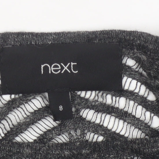 Next Women’s Grey Size 8 Open-Knit Geometric 3/4 Sleeve Jumper