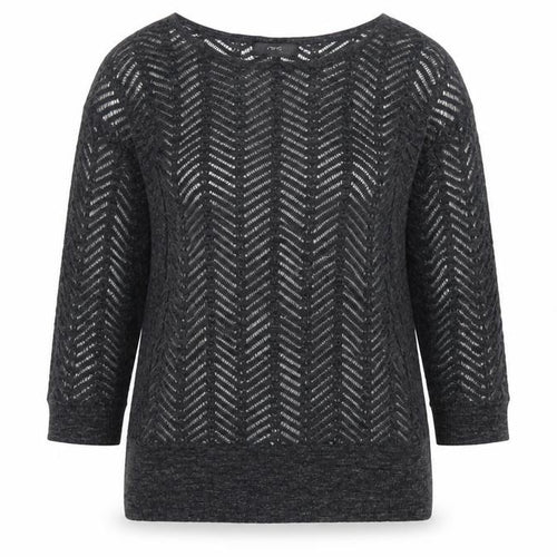 Next Women’s Grey Size 8 Open-Knit Geometric 3/4 Sleeve Jumper