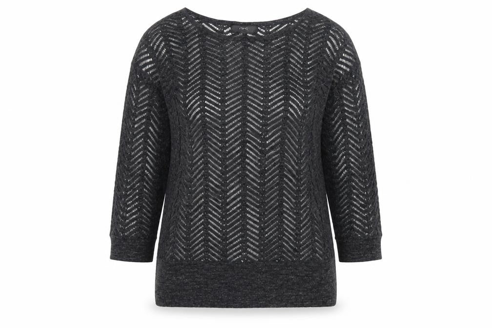 Next Women’s Grey Size 8 Open-Knit Geometric 3/4 Sleeve Jumper