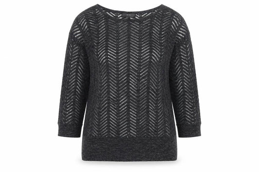 Next Women’s Grey Size 8 Open-Knit Geometric 3/4 Sleeve Jumper