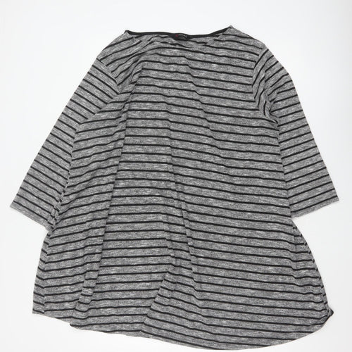 Yours Women Grey Black Striped Plus Size 22 Relaxed Jersey Tunic Top