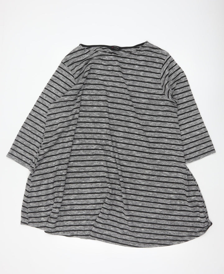 Yours Women Grey Black Striped Plus Size 22 Relaxed Jersey Tunic Top