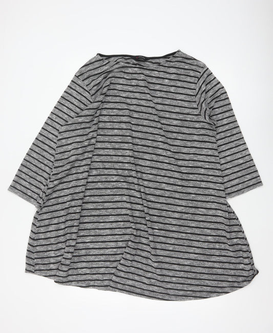 Yours Women Grey Black Striped Plus Size 22 Relaxed Jersey Tunic Top