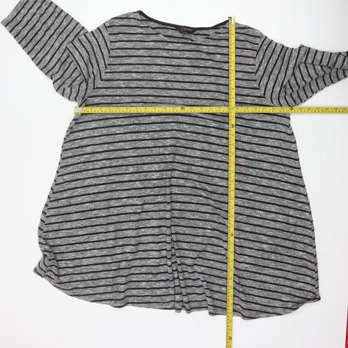 Yours Women Grey Black Striped Plus Size 22 Relaxed Jersey Tunic Top