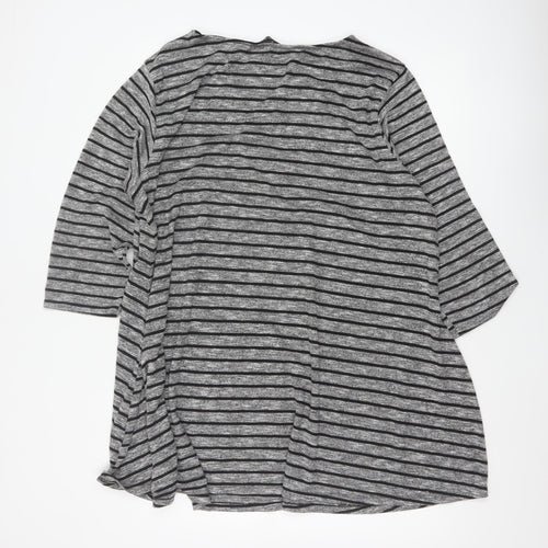 Yours Women Grey Black Striped Plus Size 22 Relaxed Jersey Tunic Top