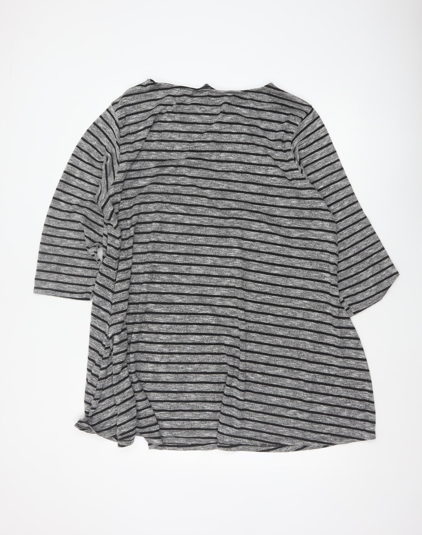Yours Women Grey Black Striped Plus Size 22 Relaxed Jersey Tunic Top