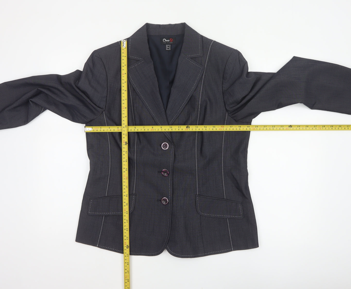 Oscar B. Women’s Black Size 14 Tailored 3 Button Blazer Jacket