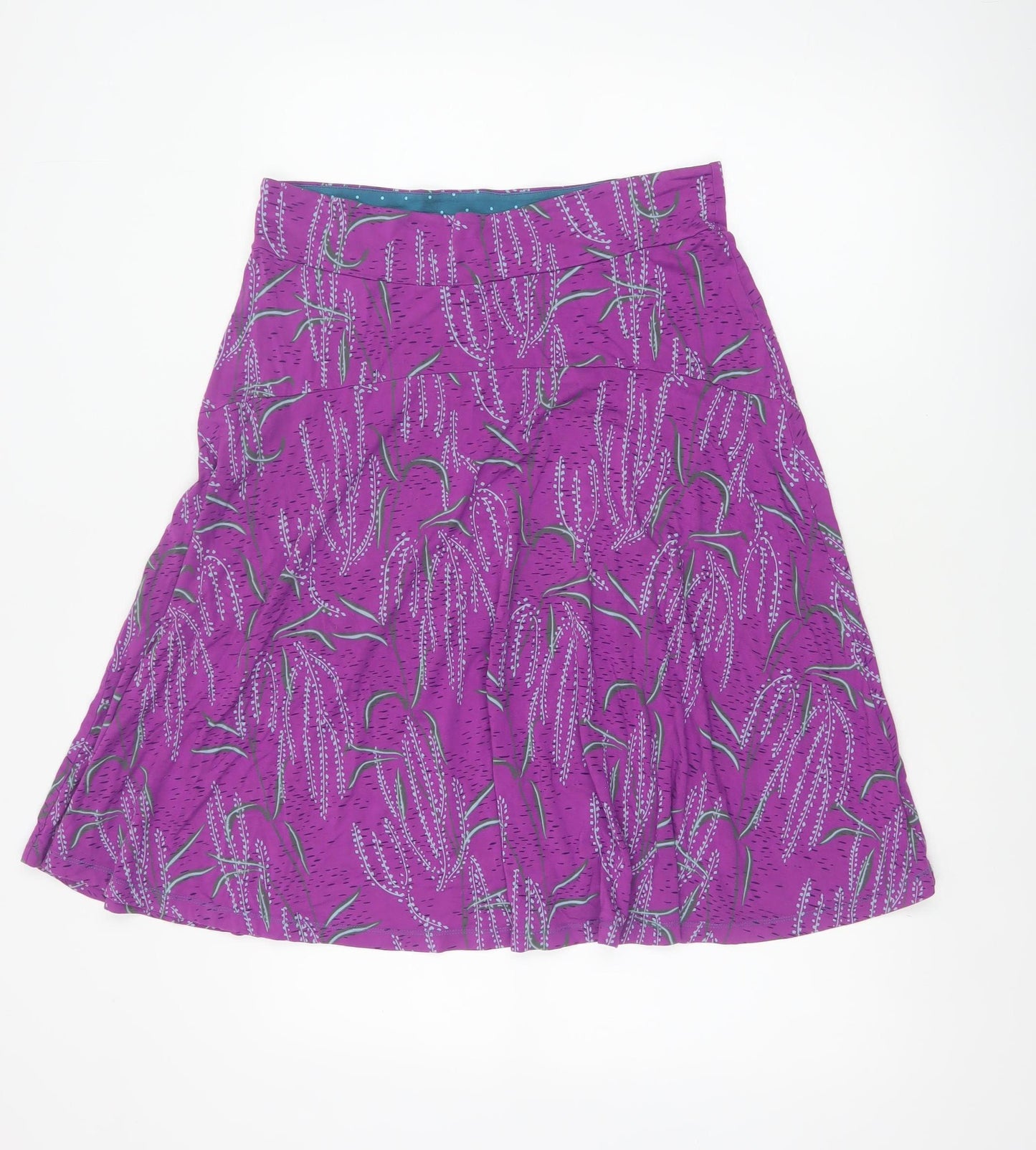 White Stuff Women Purple Floral A-Line Knee Skirt UK 12 Viscose
