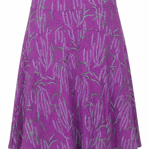 White Stuff Women Purple Floral A-Line Knee Skirt UK 12 Viscose