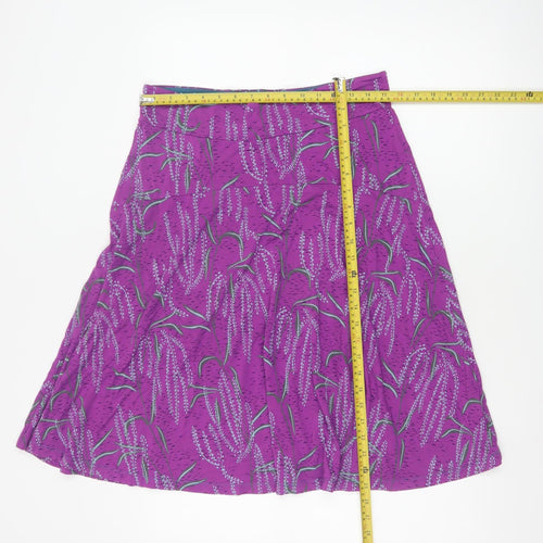 White Stuff Women Purple Floral A-Line Knee Skirt UK 12 Viscose