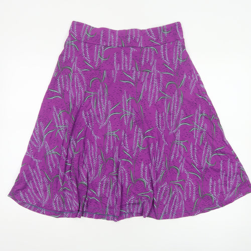 White Stuff Women Purple Floral A-Line Knee Skirt UK 12 Viscose