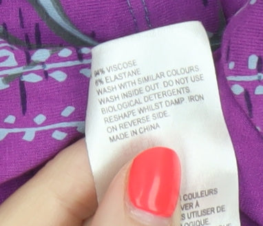 White Stuff Women Purple Floral A-Line Knee Skirt UK 12 Viscose