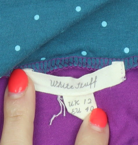 White Stuff Women Purple Floral A-Line Knee Skirt UK 12 Viscose