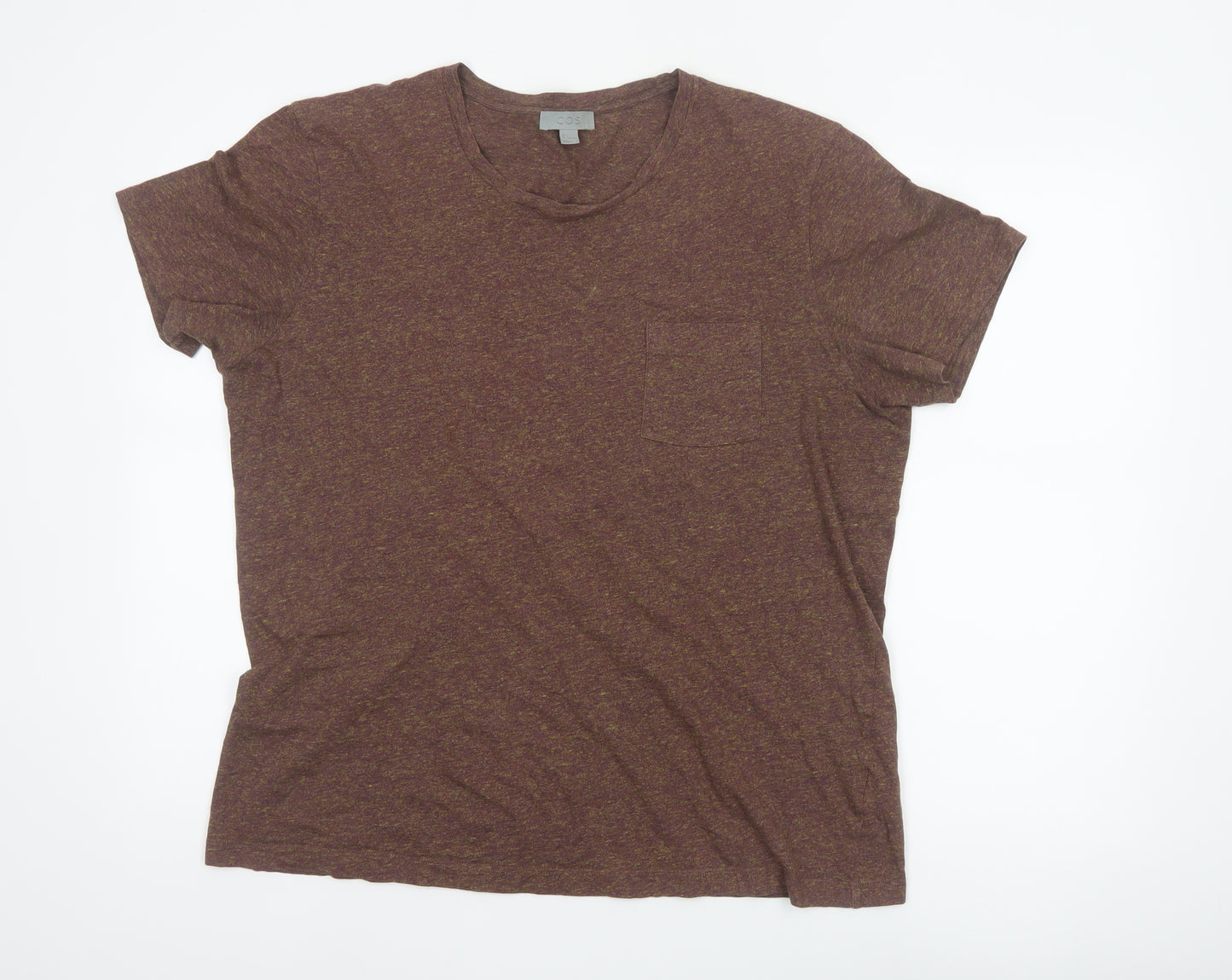 COS Women’s Brown Marl Cotton Pocket T-Shirt UK 14 Relaxed Basic