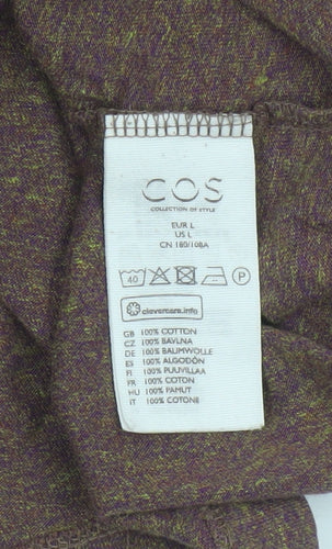 COS Women’s Brown Marl Cotton Pocket T-Shirt UK 14 Relaxed Basic