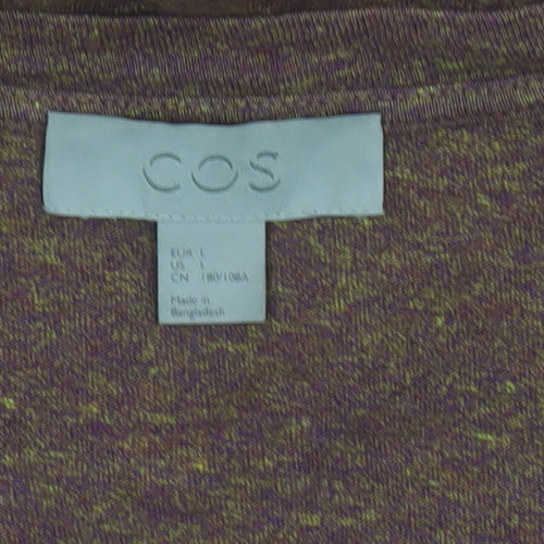 COS Women’s Brown Marl Cotton Pocket T-Shirt UK 14 Relaxed Basic