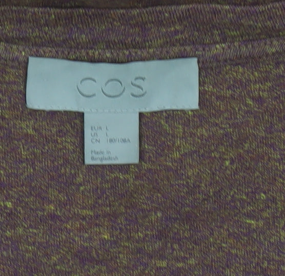 COS Women’s Brown Marl Cotton Pocket T-Shirt UK 14 Relaxed Basic