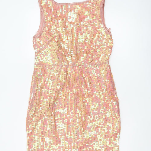 Monsoon Fusion Women’s Pink Gold Sequin Fit & Flare Dress UK 14