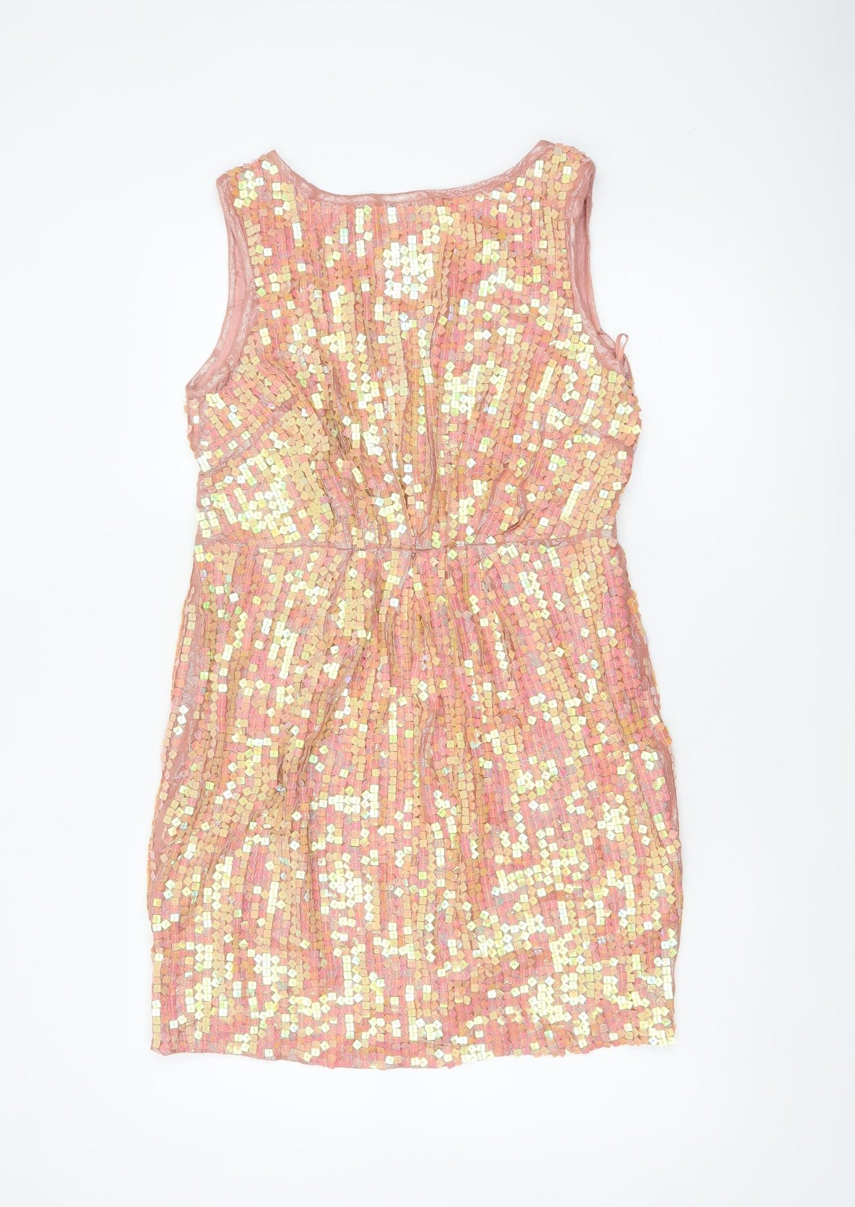 Monsoon Fusion Women’s Pink Gold Sequin Fit & Flare Dress UK 14